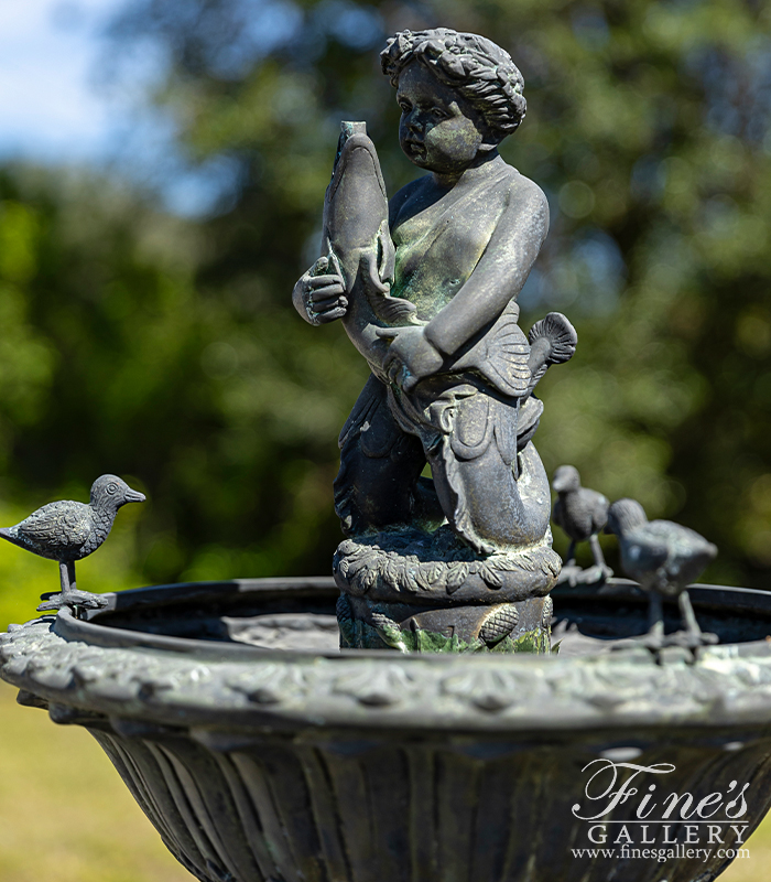 Search Result For Bronze Fountains  - Vintage Tiered Fountain In Patina Bronze  - BF-921